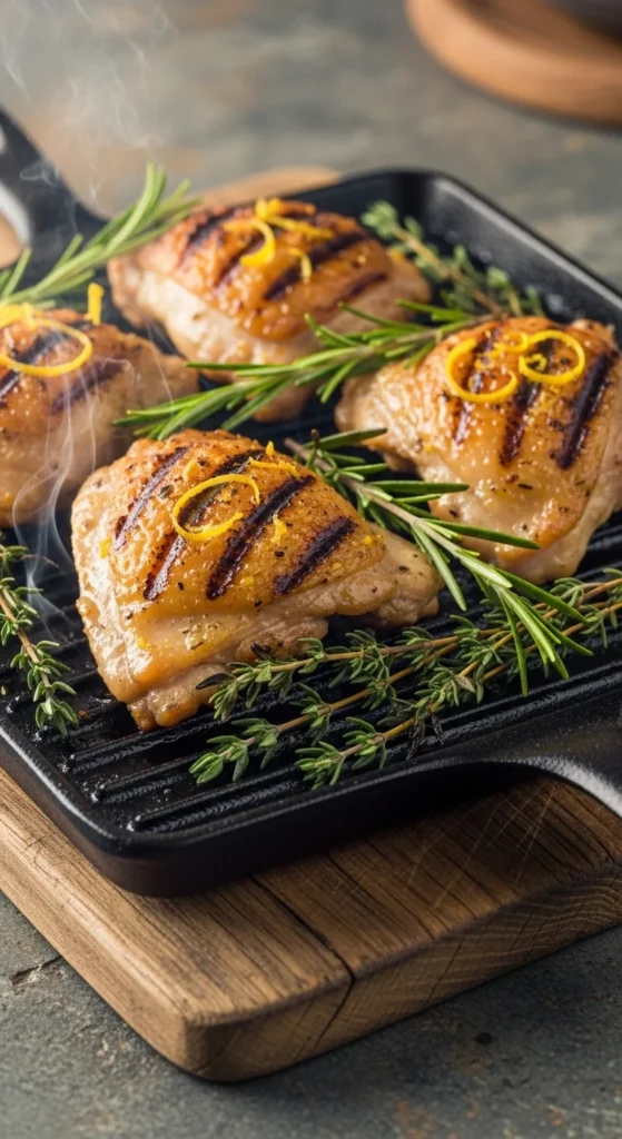 1. Grilled Lemon Herb Chicken Thighs