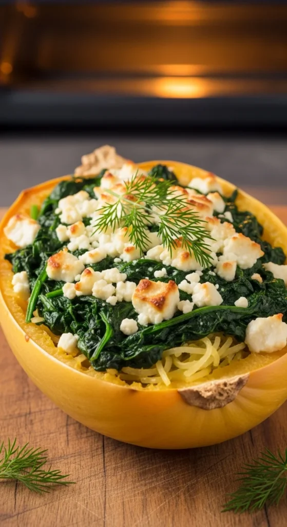 Spinach and Feta Stuffed Spaghetti Squash