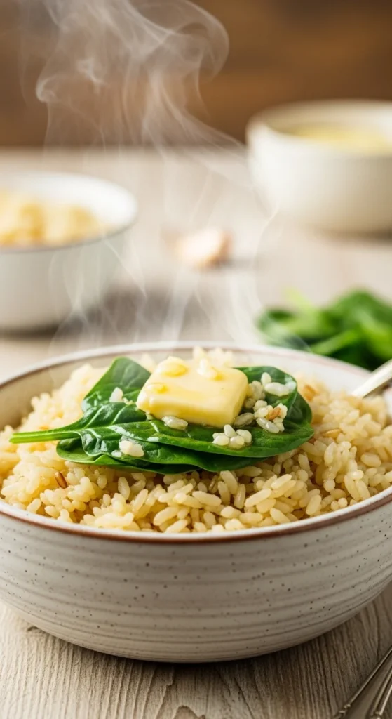 19. Garlic Butter Rice with Spinach