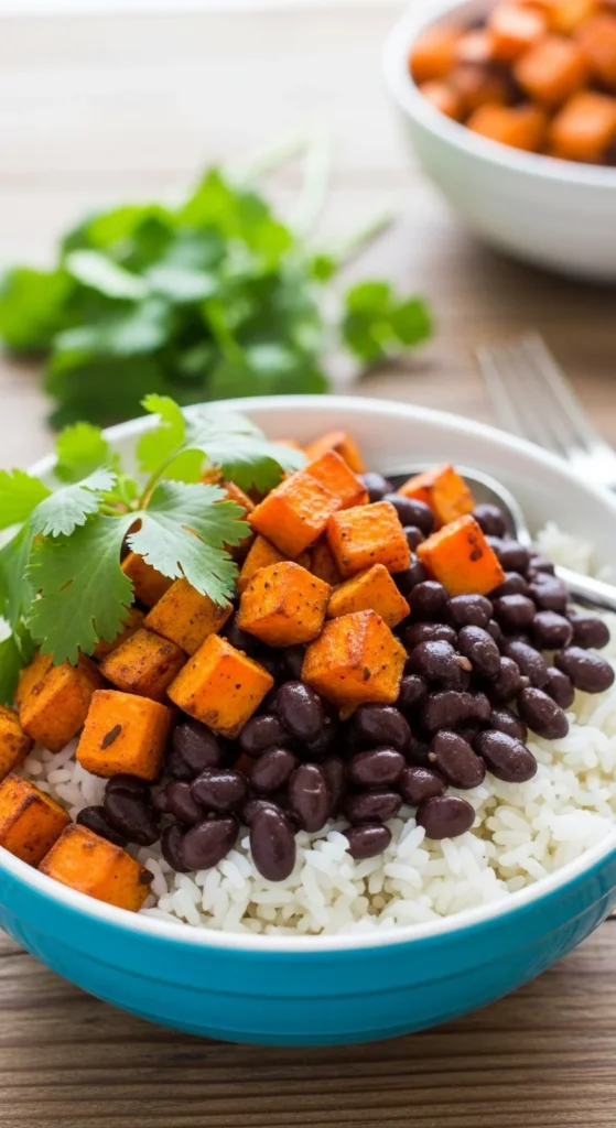 20. Sweet Potato and Black Bean Rice Bowl