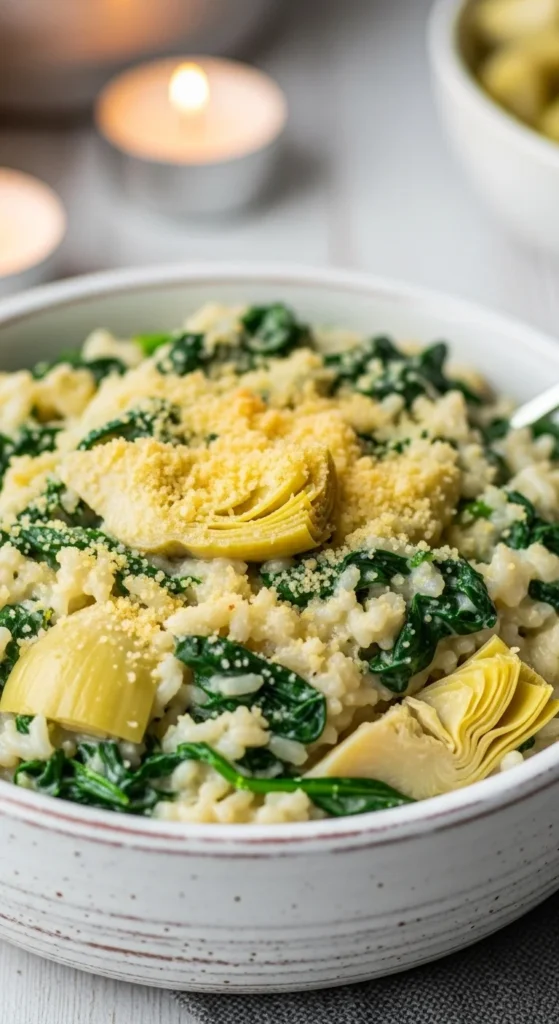 21. Creamy Spinach and Artichoke Rice