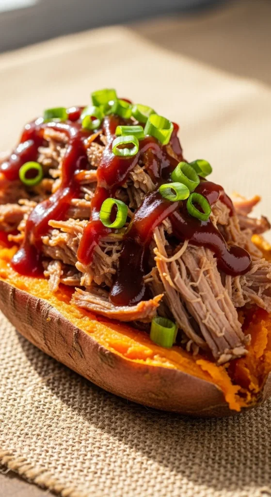 3. Baked Sweet Potato Stuffed with BBQ Pulled Pork