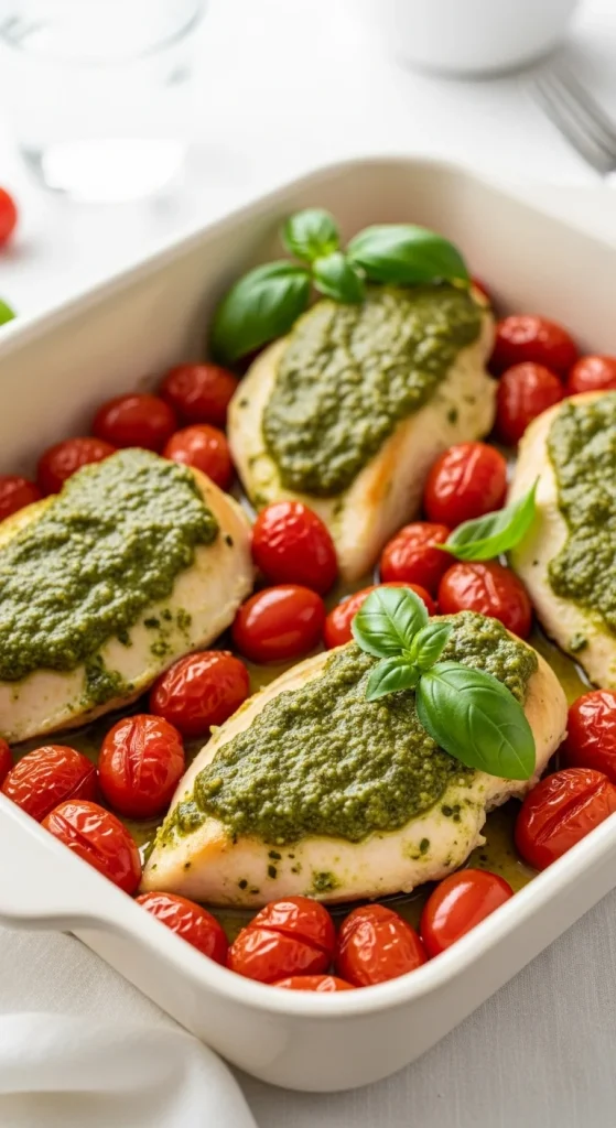 10. Baked Pesto Chicken and Tomatoes