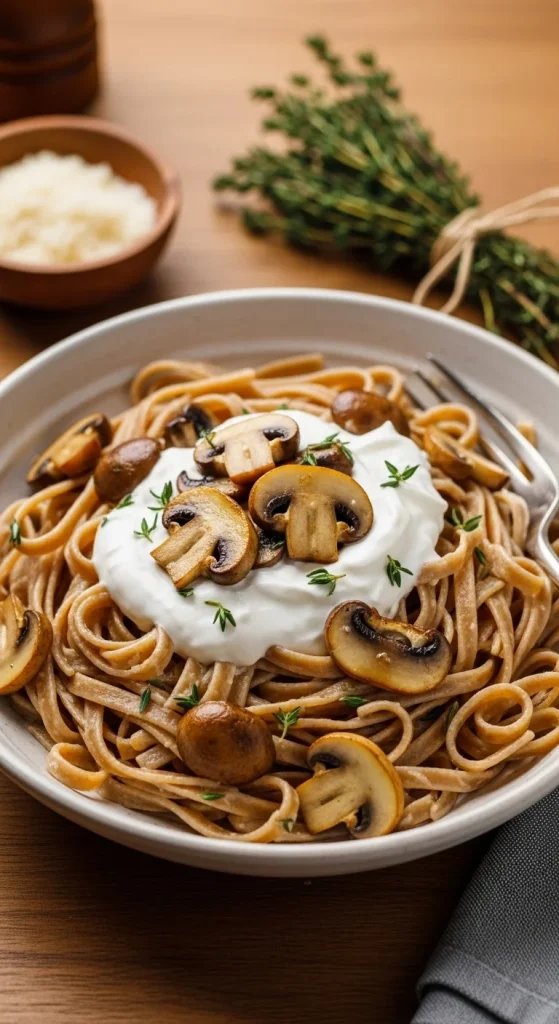 11. Creamy Mushroom Whole-Wheat Pasta