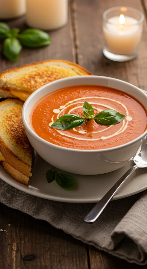 11. Tomato Basil Soup with Grilled Cheese
