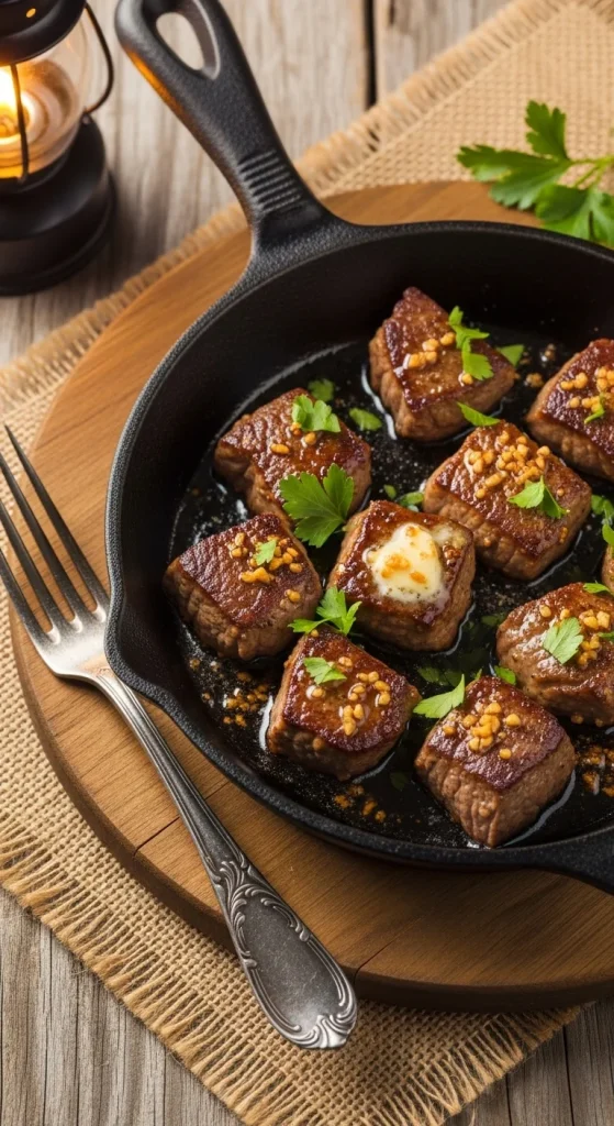 12. Garlic Butter Herb Steak Bites