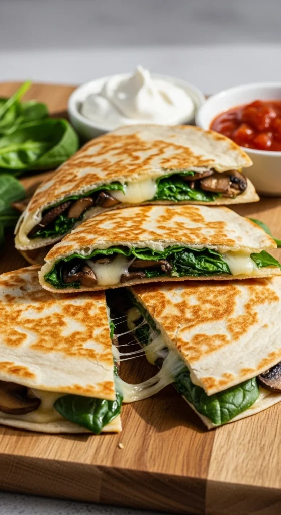 14. Mushroom and Spinach Quesadillas