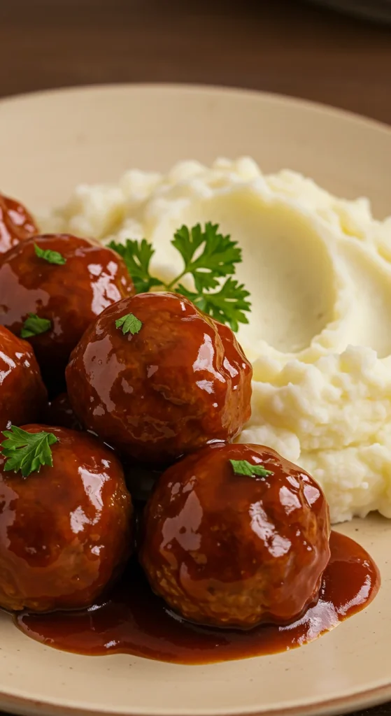 15. BBQ Meatballs with Mash