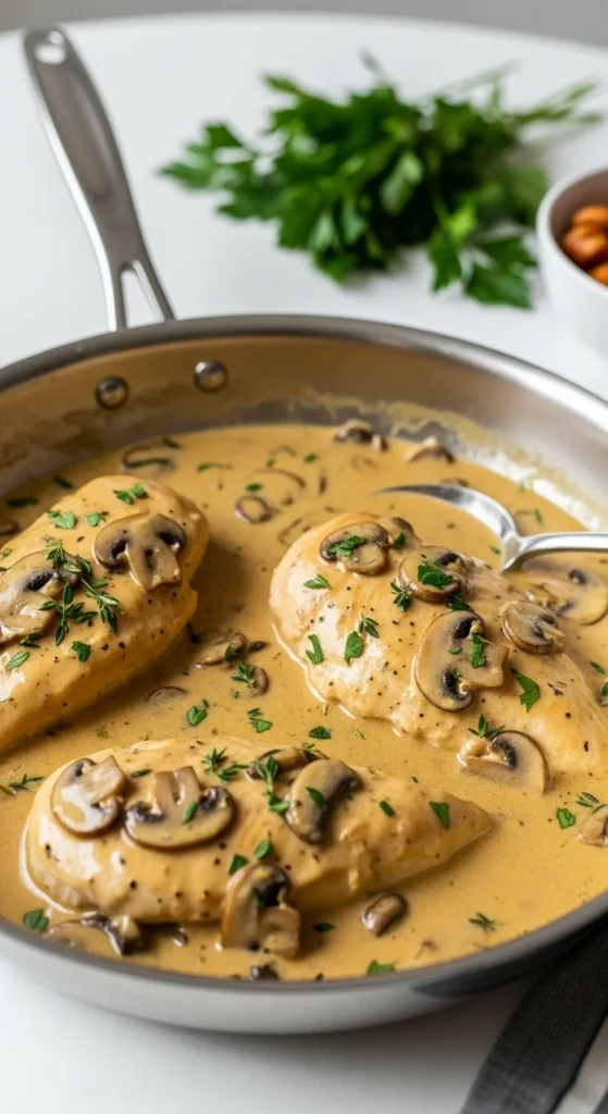 15. Creamy Chicken and Mushroom Skillet