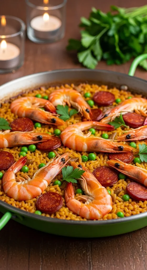 16. Spicy Shrimp and Chorizo Paella