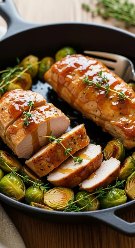 17. Maple Glazed Pork and Brussels Sprouts