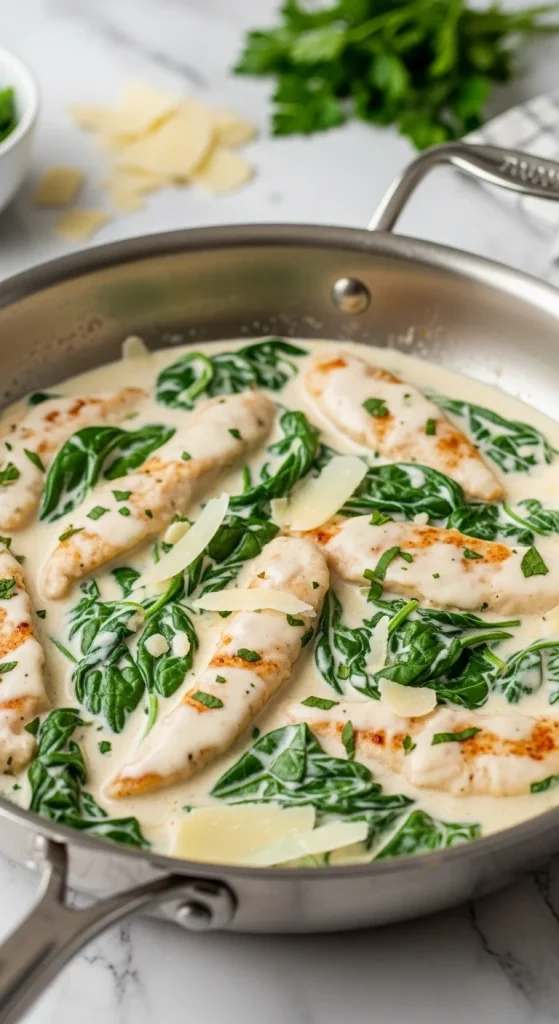18. Chicken and Spinach Alfredo Skillet