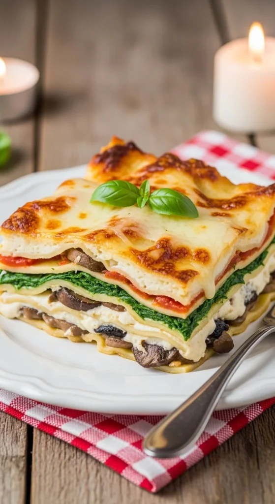18. Rustic Mushroom and Spinach Lasagna