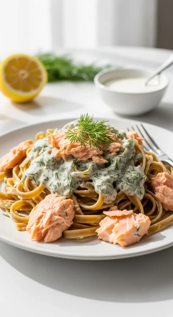 18. Salmon and Dill Cream Pasta