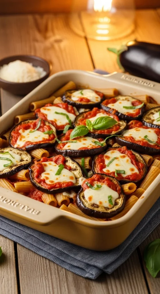 19. Eggplant and Tomato Pasta Bake