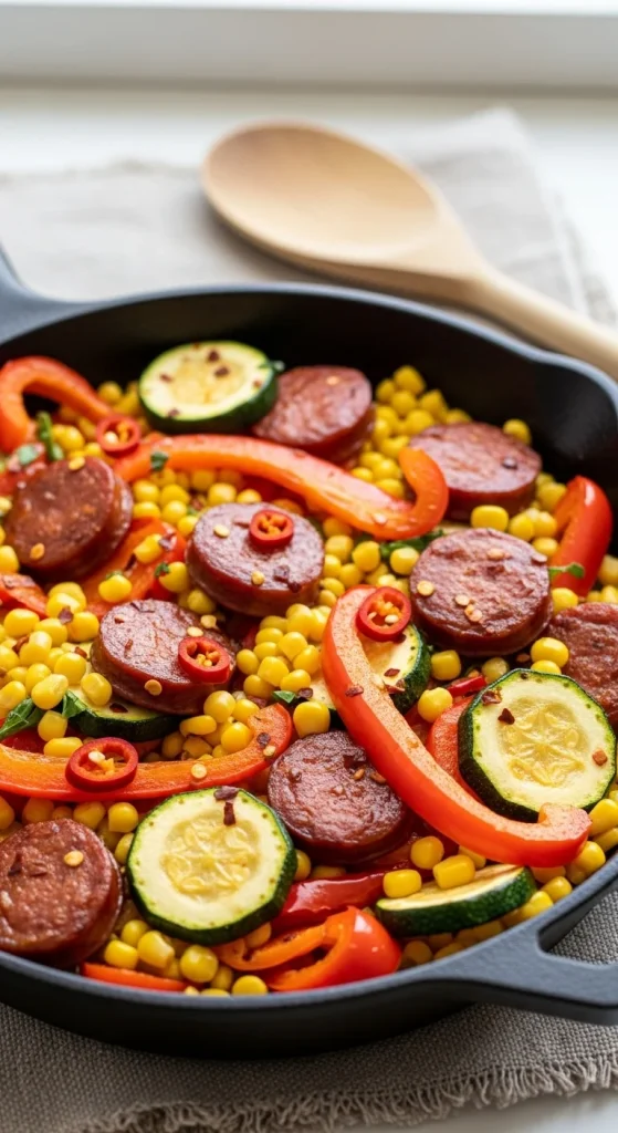 2. Spicy Sausage and Veggie Skillet
