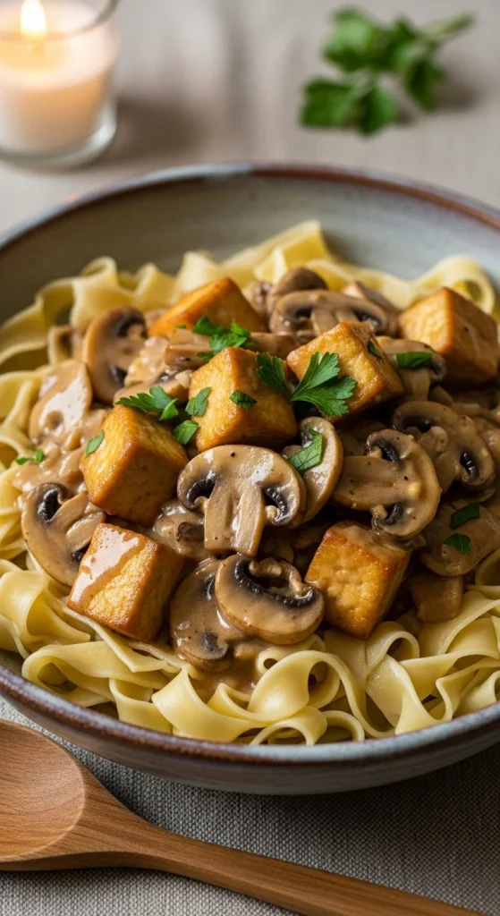 2. Tofu and Mushroom Stroganoff