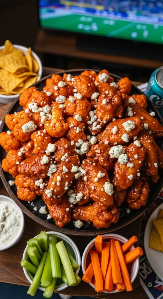 20. Buffalo Cauliflower and Chicken Wings