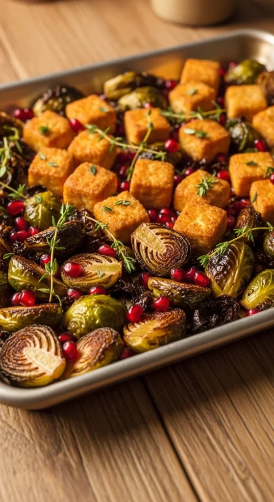 20. Tofu and Brussels Sprouts Sheet Pan Roast