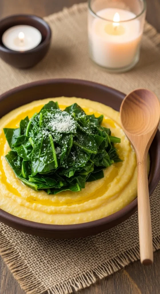21. Creamy Polenta with Braised Greens