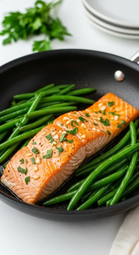 21. Garlic Butter Salmon and Green Beans