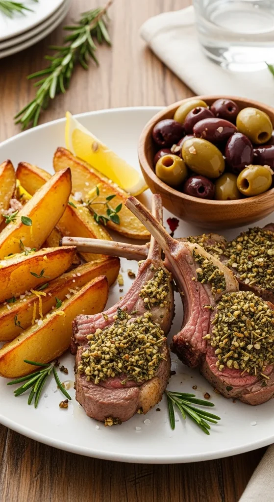 21. Greek Lemon Potatoes and Lamb Chops