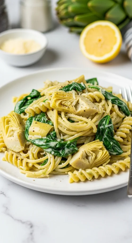 22. Artichoke and Spinach Spaghetti