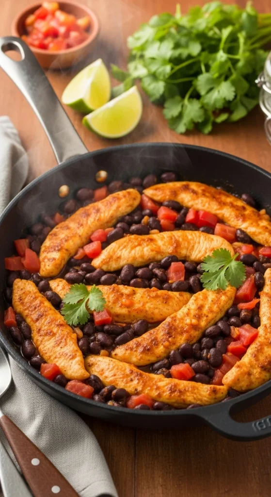 23. Spicy Chicken and Black Bean Skillet
