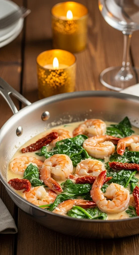 3. Creamy Tuscan Shrimp and Spinach