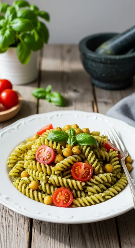 4. Pesto Chickpea Pasta