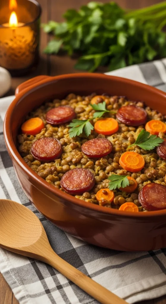 5. Lentil and Sausage Casserole