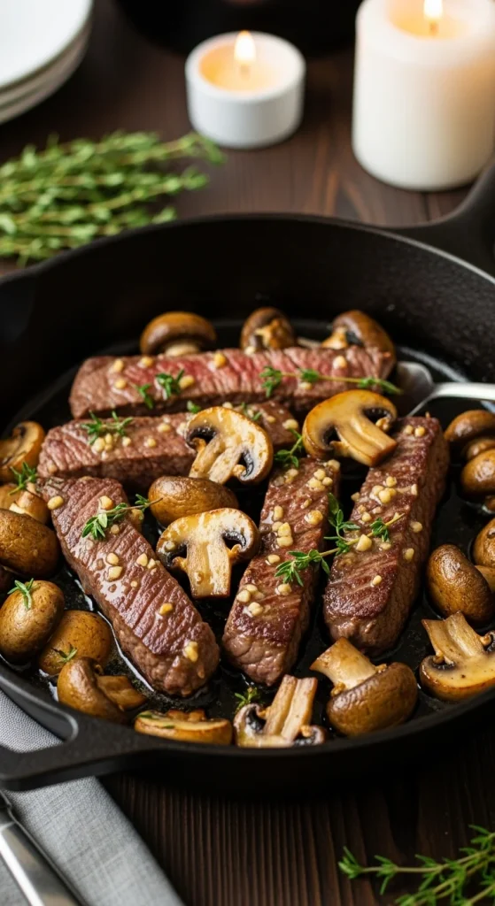 8. Garlic Butter Steak and Mushrooms