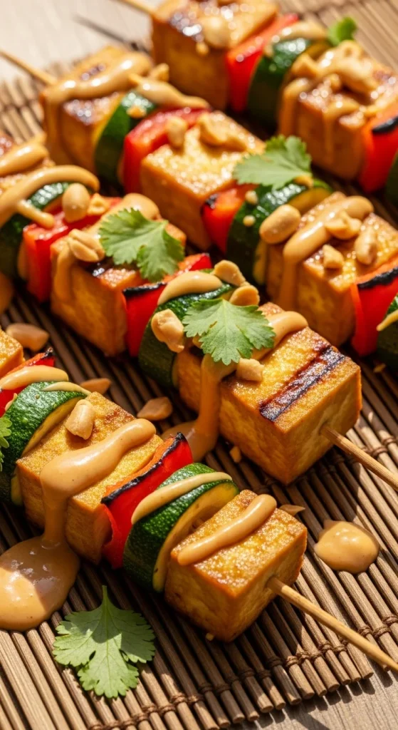 9. Tofu Satay Skewers with Peanut Sauce