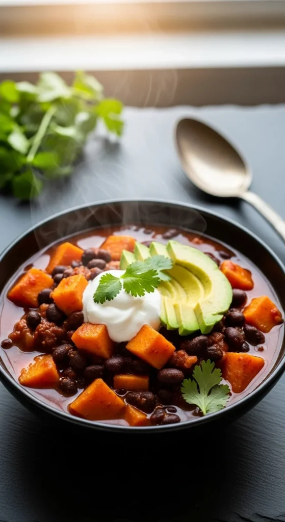 1. Black Bean and Sweet Potato Chili