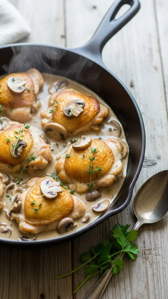 1. Creamy Chicken and Mushroom Skillet 
