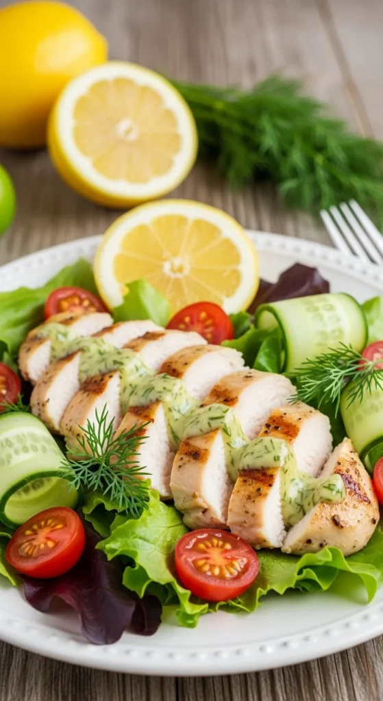 1. Grilled Lemon Herb Chicken Salad