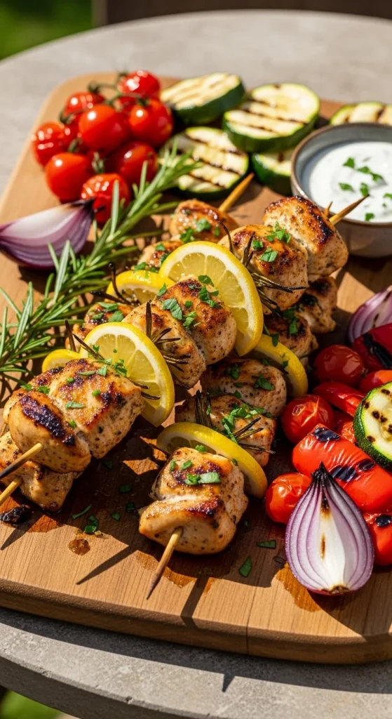 1. Grilled Lemon Herb Chicken Skewers
