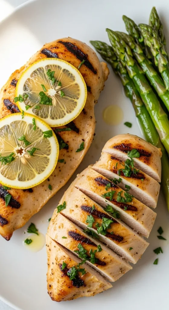 1. Grilled Lemon Herb Chicken with Asparagus