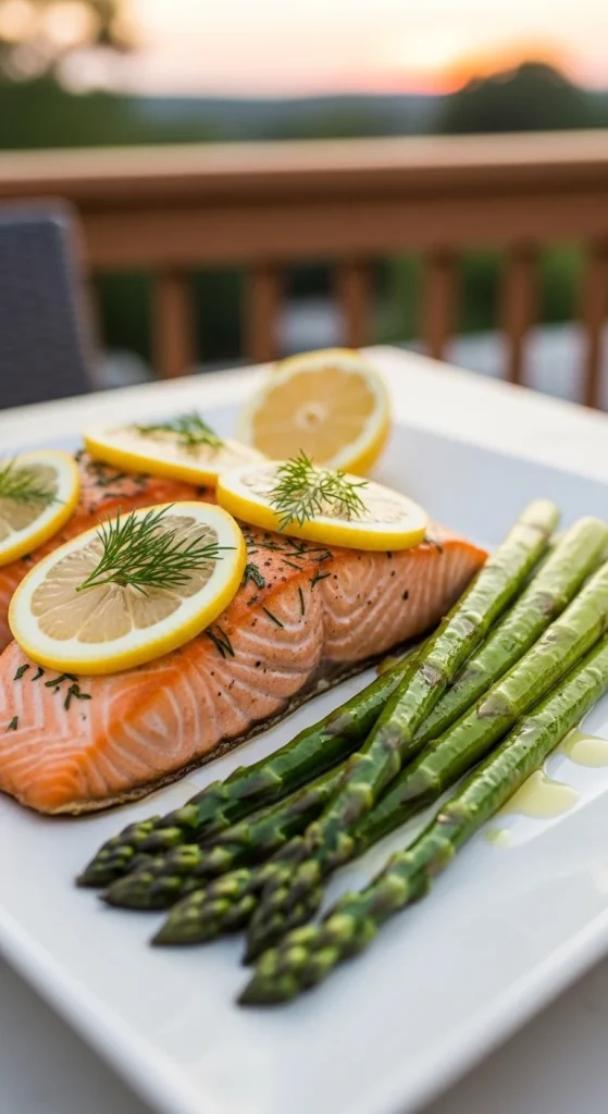1. Lemon Garlic Grilled Salmon with Asparagus