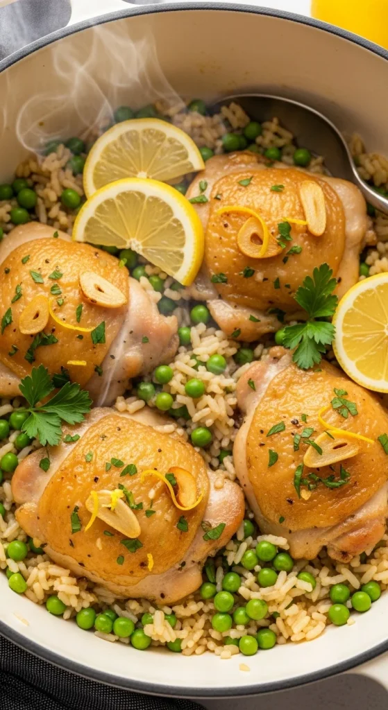 1. One-Pot Lemon Garlic Chicken and Rice