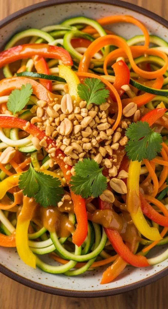 1. Zucchini Noodle Stir-Fry with Peanut Sauce