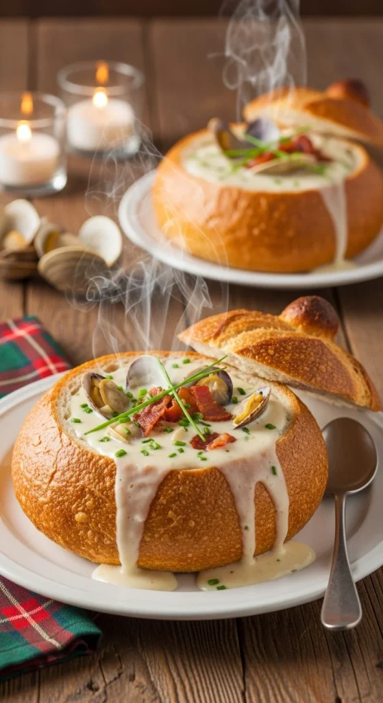 10. Clam Chowder in Bread Bowls