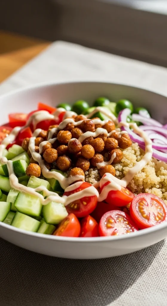 10. Mediterranean Quinoa Bowl with Tahini Dressing