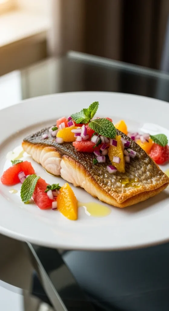 11. Pan-Seared Sea Bass with Citrus Salsa