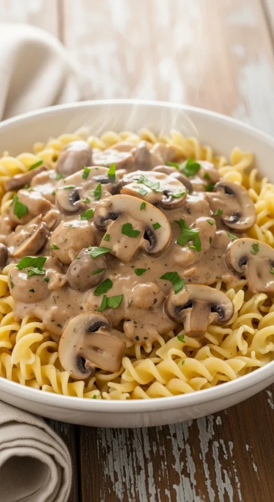12. Creamy Mushroom Stroganoff