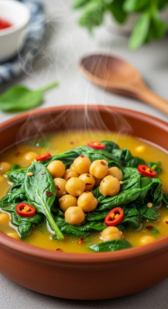 12. Spicy Chickpea and Spinach Stew