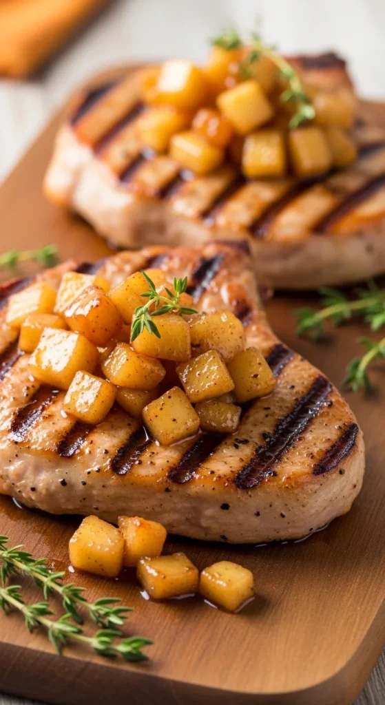13. Grilled Pork Chops with Apple Chutney