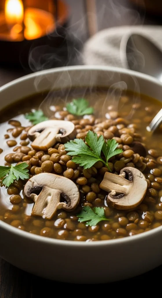 13. Mushroom Lentil Soup