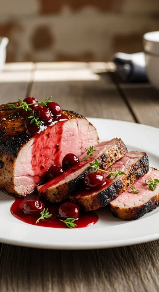 13. Pork Loin with Cherry Sauce