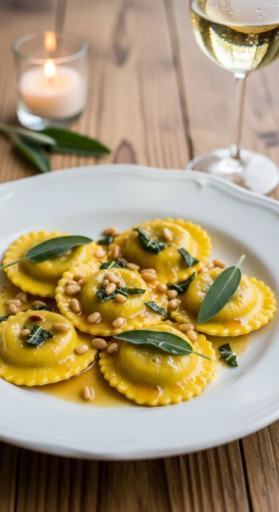 13. Pumpkin Ravioli with Brown Butter Sauce